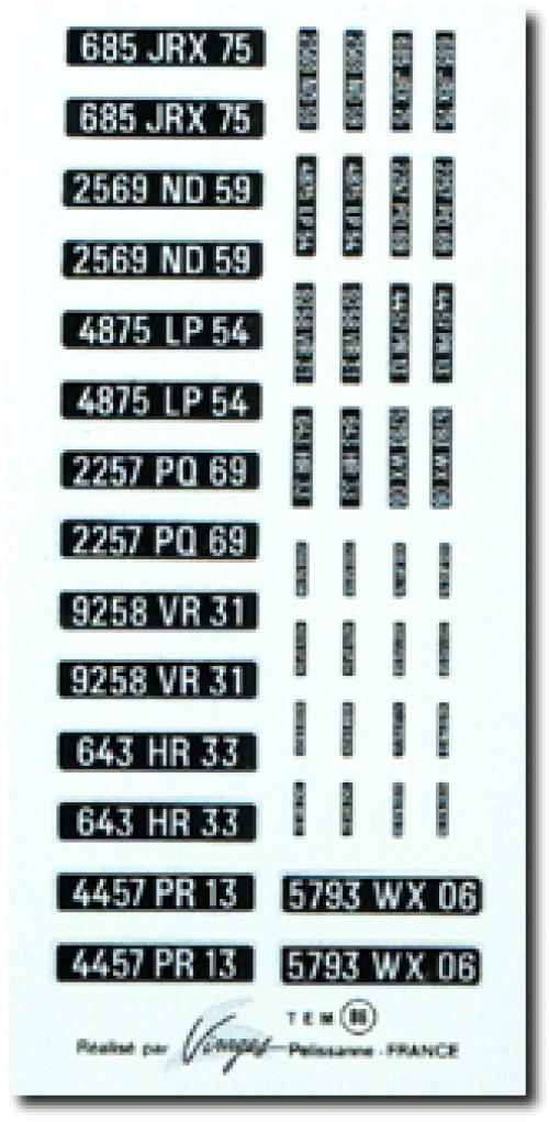 VIRAGES numberplates France 1/87 + 1/43 + 1/24